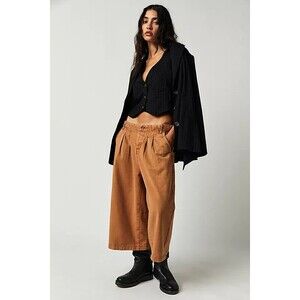 Free People Hard Rain Gaucho Pants High Waisted Wide-Leg Cotton XS-2 New 281314